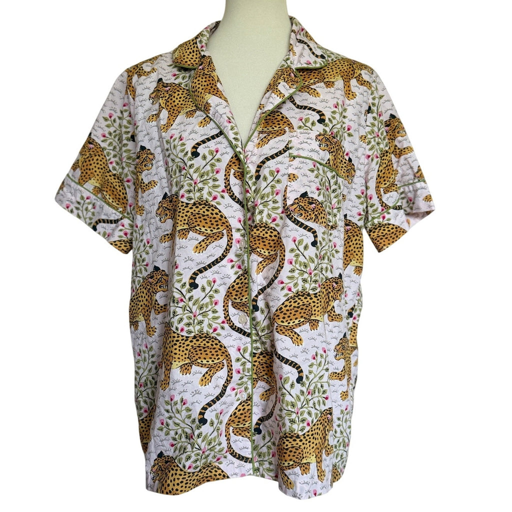 Print Fresh Short Sleeve PJ Top in Bagheera Print - Large