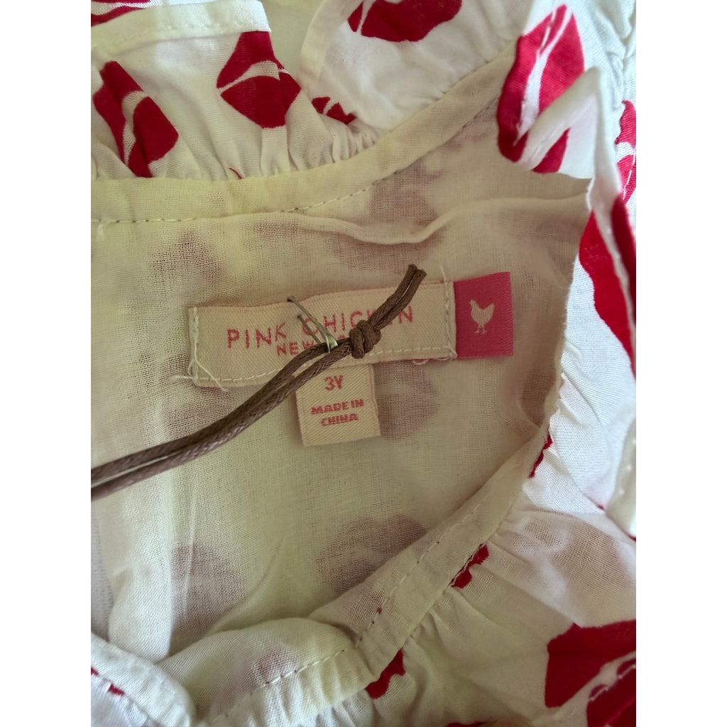 New Pink Chicken Jennifer Dress - Tango Red Kisses - 3Y