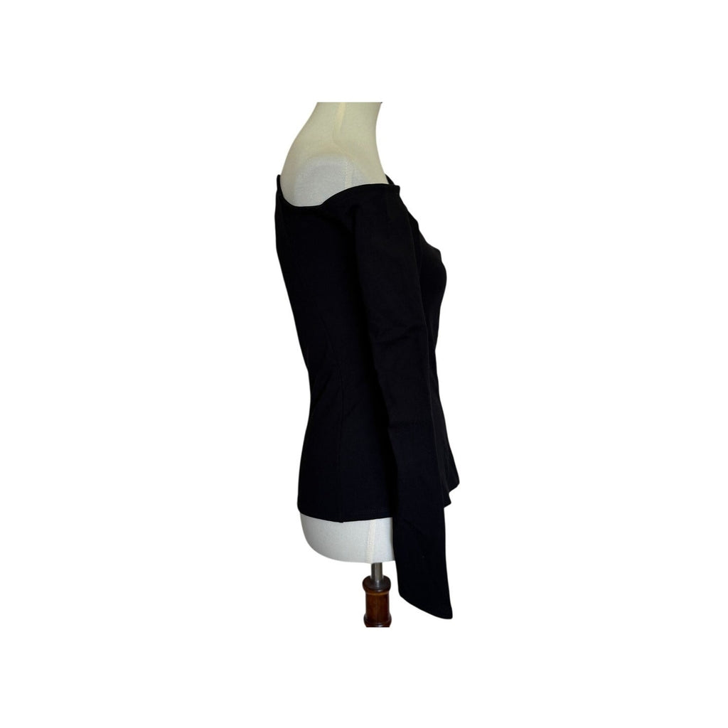 MARCELLA Sylvan Top European Ponte Asymmetric Neckline Top - Black - Size Medium
