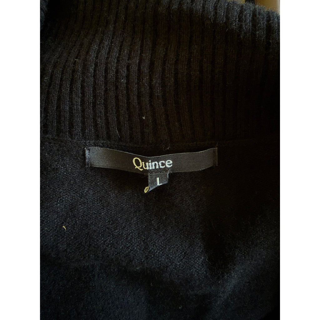 QUINCE Mongolian Cashmere Open Cardigan Sweater - Black - Size Large