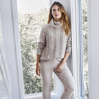 HAVEN WELL WITHIN Cowlneck Cable Knit Sweater - Beige - XL