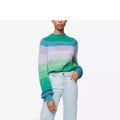 MAJE Millao Striped Knitted Sweater - Green Pastel - Size Small