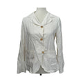 H+ HANNOH WESSEL Linen Silk Button Front Jacket - Off White - Size Medium