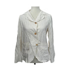 H+ HANNOH WESSEL Linen Silk Button Front Jacket - Off White - Size Medium