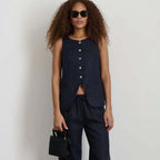 Alex Mill Liv Linen Vest - Navy Blue - Size Small