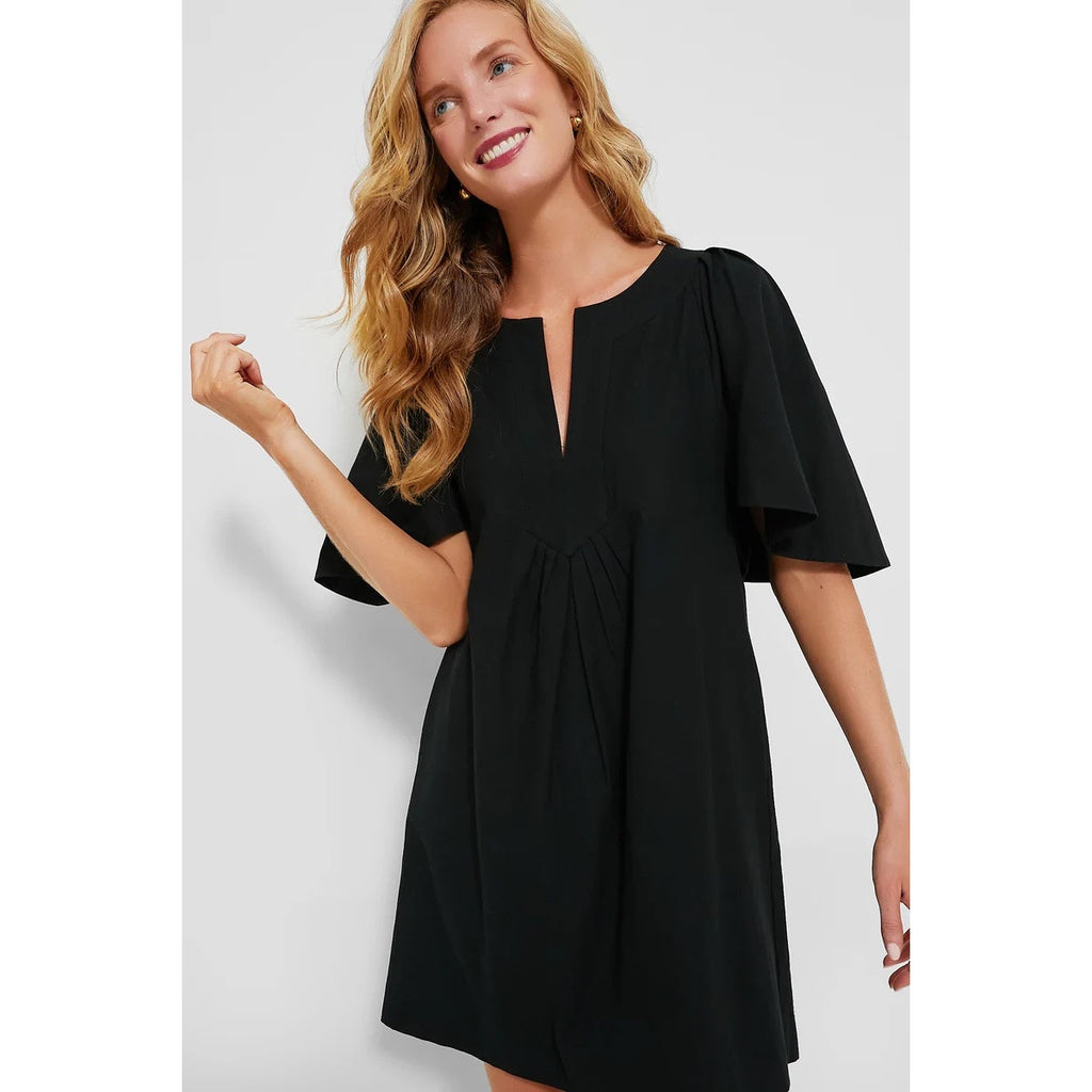 POMANDER PLACE Finley Flutter Sleeve Dress - Black - Large
