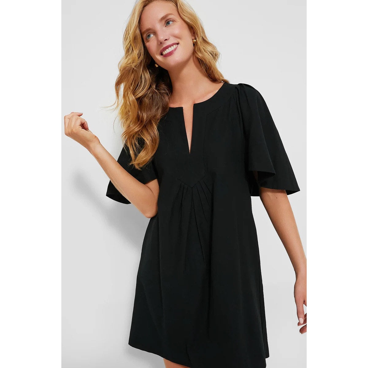 POMANDER PLACE Finley Flutter Sleeve Dress - Black - Large