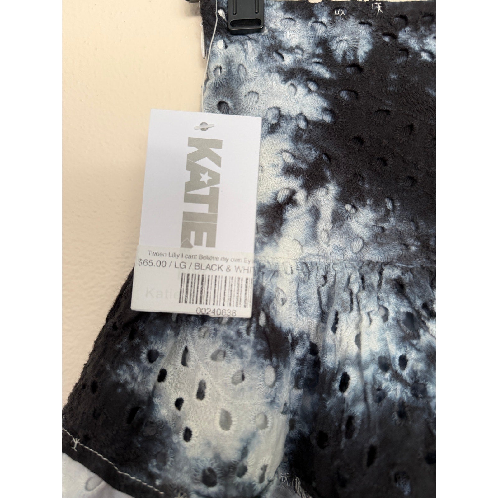 KATIE J NYC Tween Lilly Ruffle Eyelet Skirt - Black/Blue/White - L /12