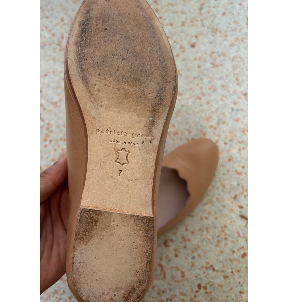 Patricia Green Palm Beach Scalloped Ballet Flat - Beige - Size 7
