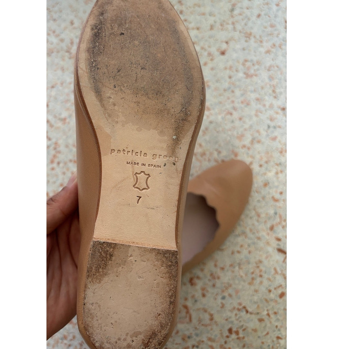 Patricia Green Palm Beach Scalloped Ballet Flat - Beige - Size 7