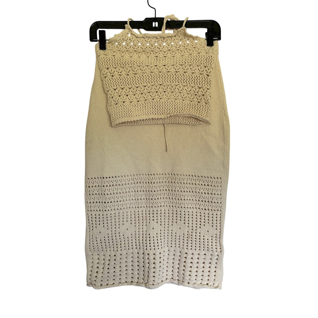 Reformation Carter Novelty Knit Skirt and Grayson Top Set - Cream - Size XS/S