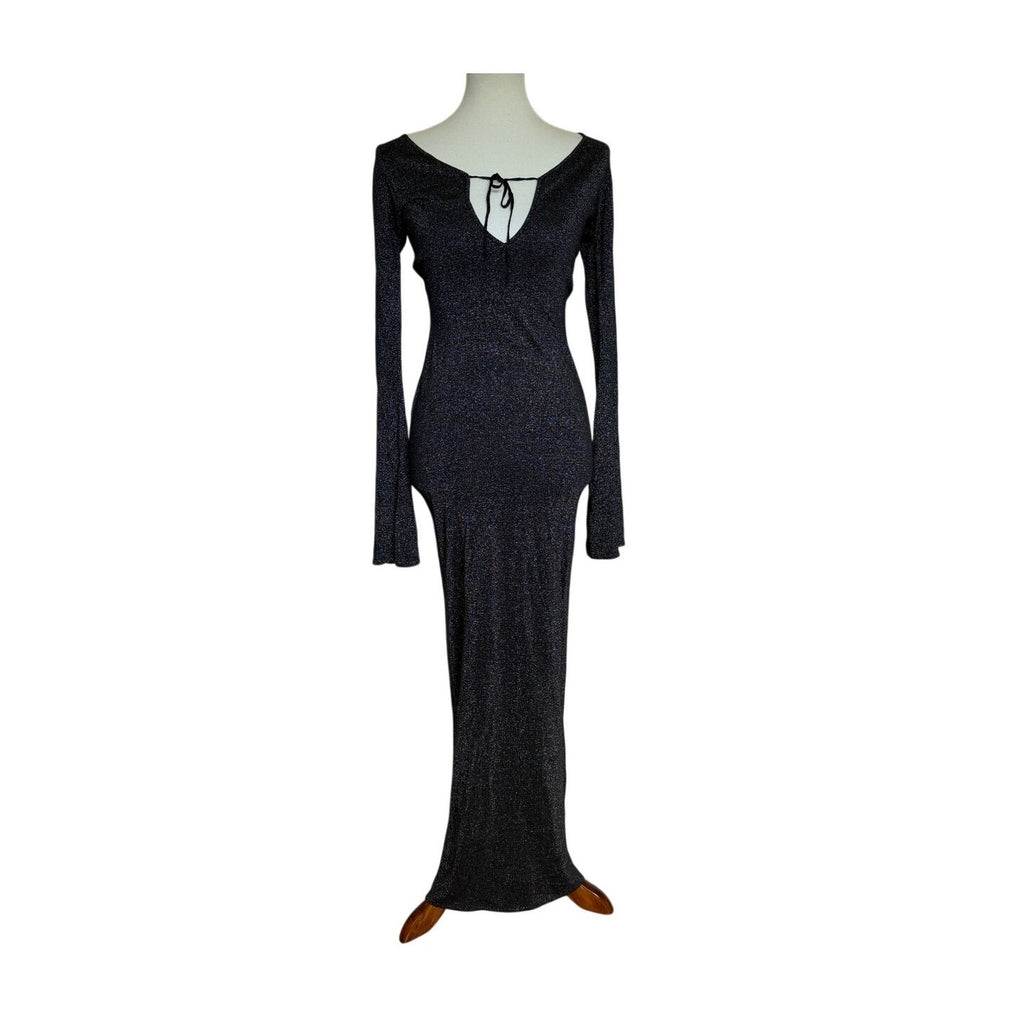 Meshki Kamila Long Sleeve Bodycon Maxi Dress - Metallic Black - Size Extra Small