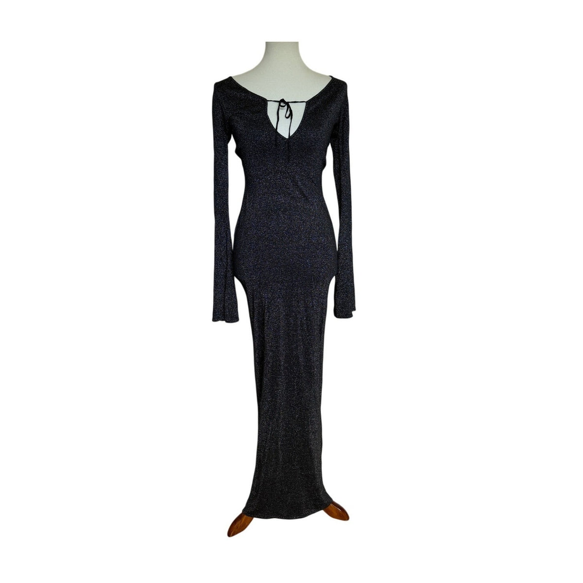 Meshki Kamila Long Sleeve Bodycon Maxi Dress - Metallic Black - Size Extra Small