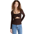 WAYF Cutout Long Sleeve Top - Chocolate Brown - Size S