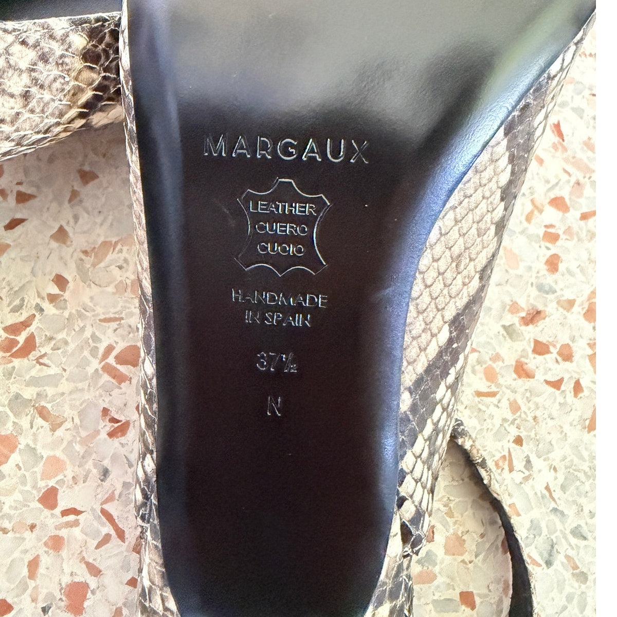 Margaux The Sofia Sling - Natural Python Embossed  - Size 37.5 US 7.5 N