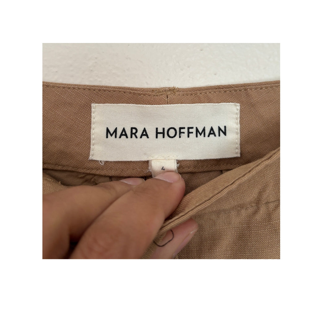 MARA HOFFMAN Dita High Waisted Pleated Pants - Khaki Tan - Size 4