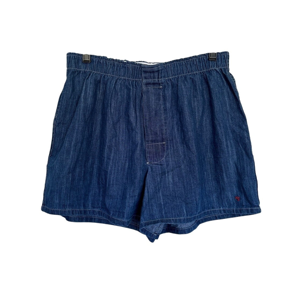 Homme Girls Elastic Waistband Denim Boxer Shorts - Blue - Size Small