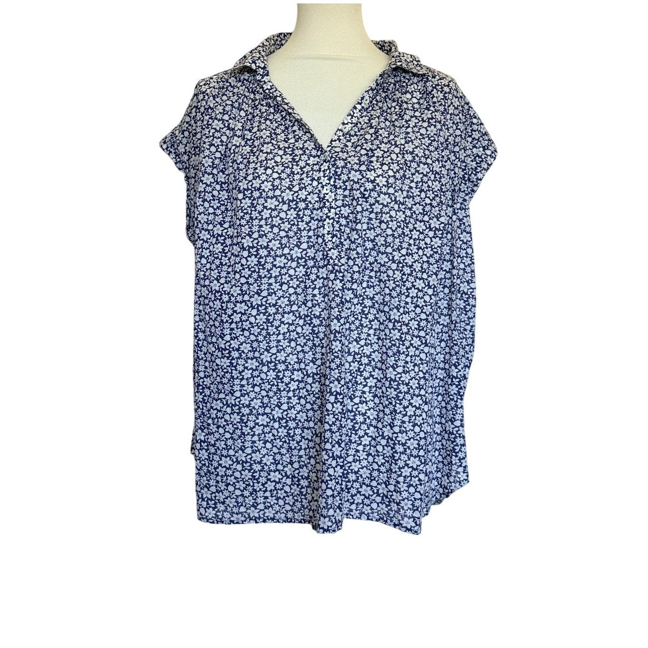 Nili Lotan Normandy Blouse - Blue White Floral - Small