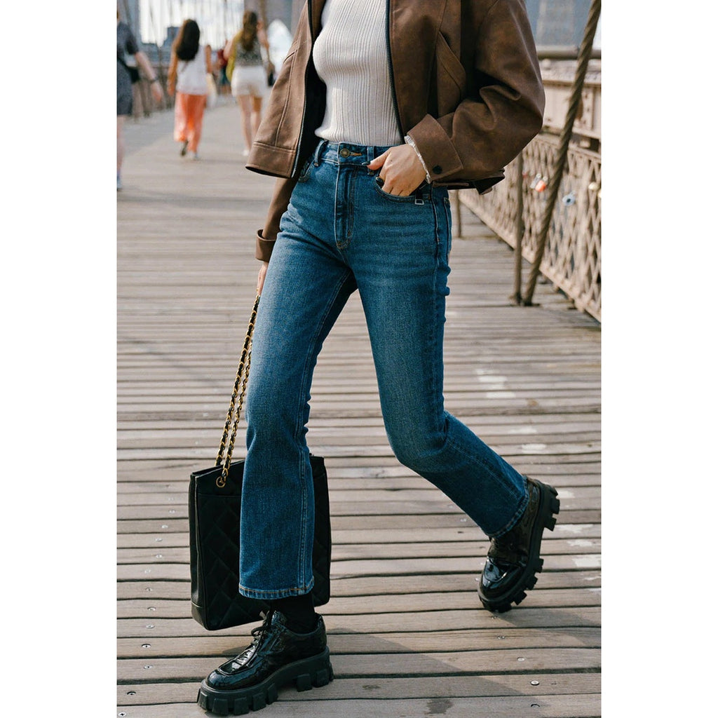 Petite Studio NYC Libby Crop Flare Jeans - Blue - M/6