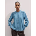 ME+EM Chambray Straight Button Up Blouse - Blue - 4