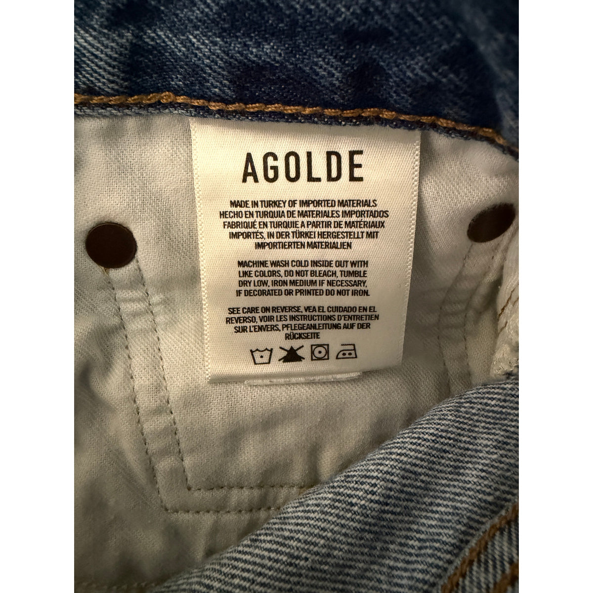 AGOLDE Parker Long Denim Shorts - Skyview Blue - Size 28