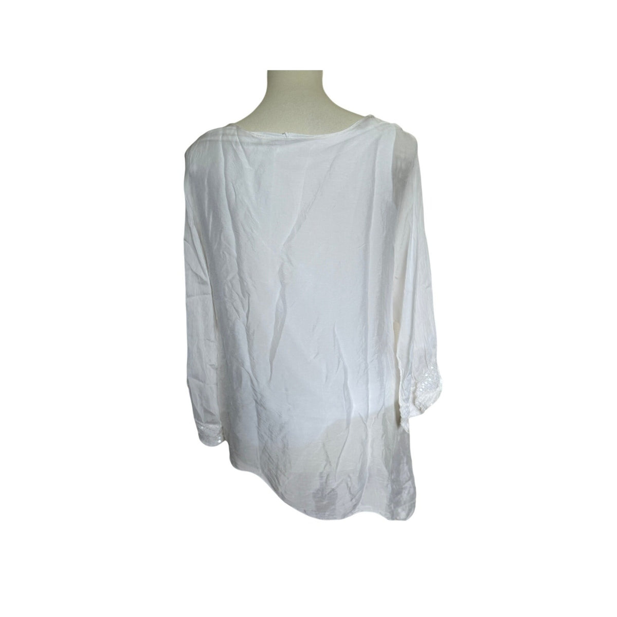 Tempo Paris Silk Flora Embroidered Tunic - White - Size Small