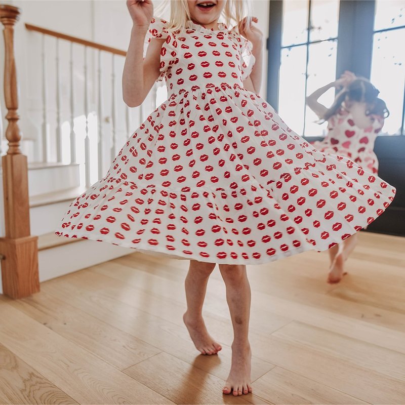 New Pink Chicken Jennifer Dress - Tango Red Kisses - 3Y