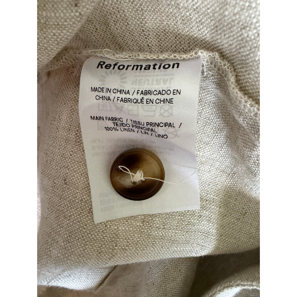 Reformation Freddie Linen Pant - Oatmeal - Size 6