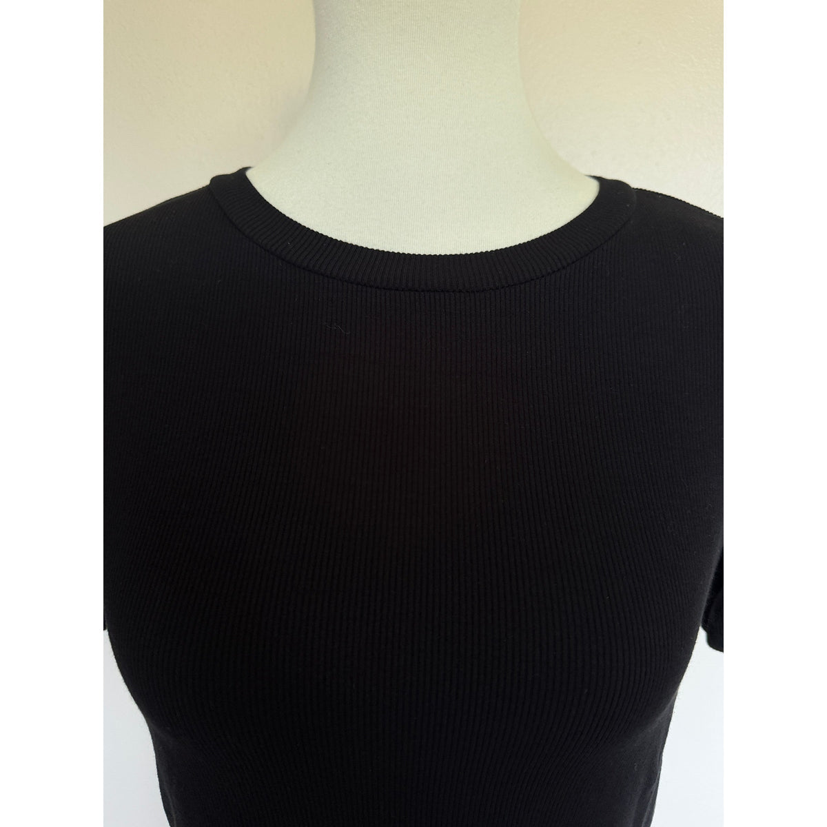 LNA Billie Rib Crop Tee - Black - Size Extra Small