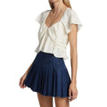FRAME Women's Shirred Flounce Top - Off White -Size Medium