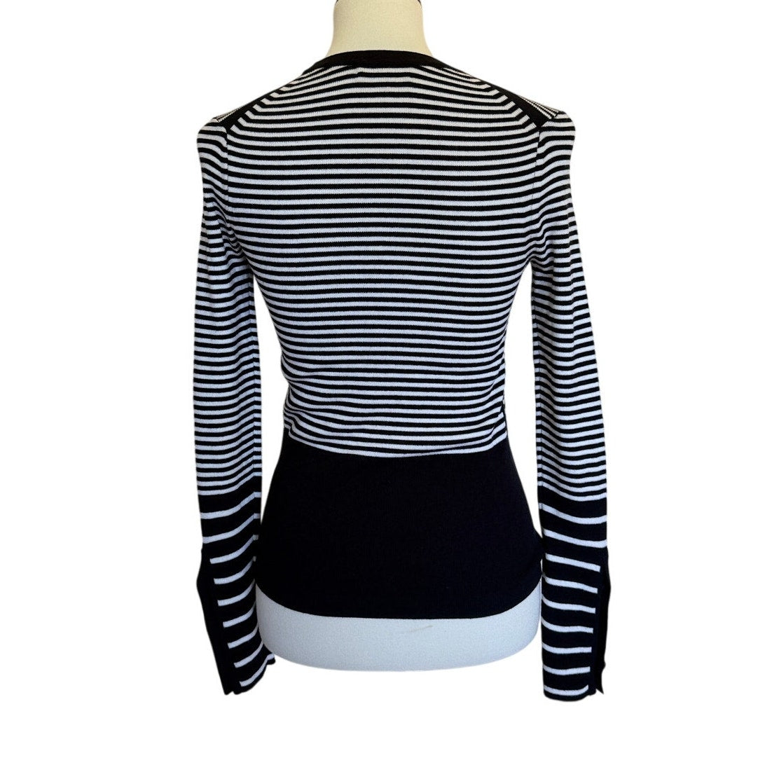 ME+EM Striped Merino Wool Sweater - Black/White - XS