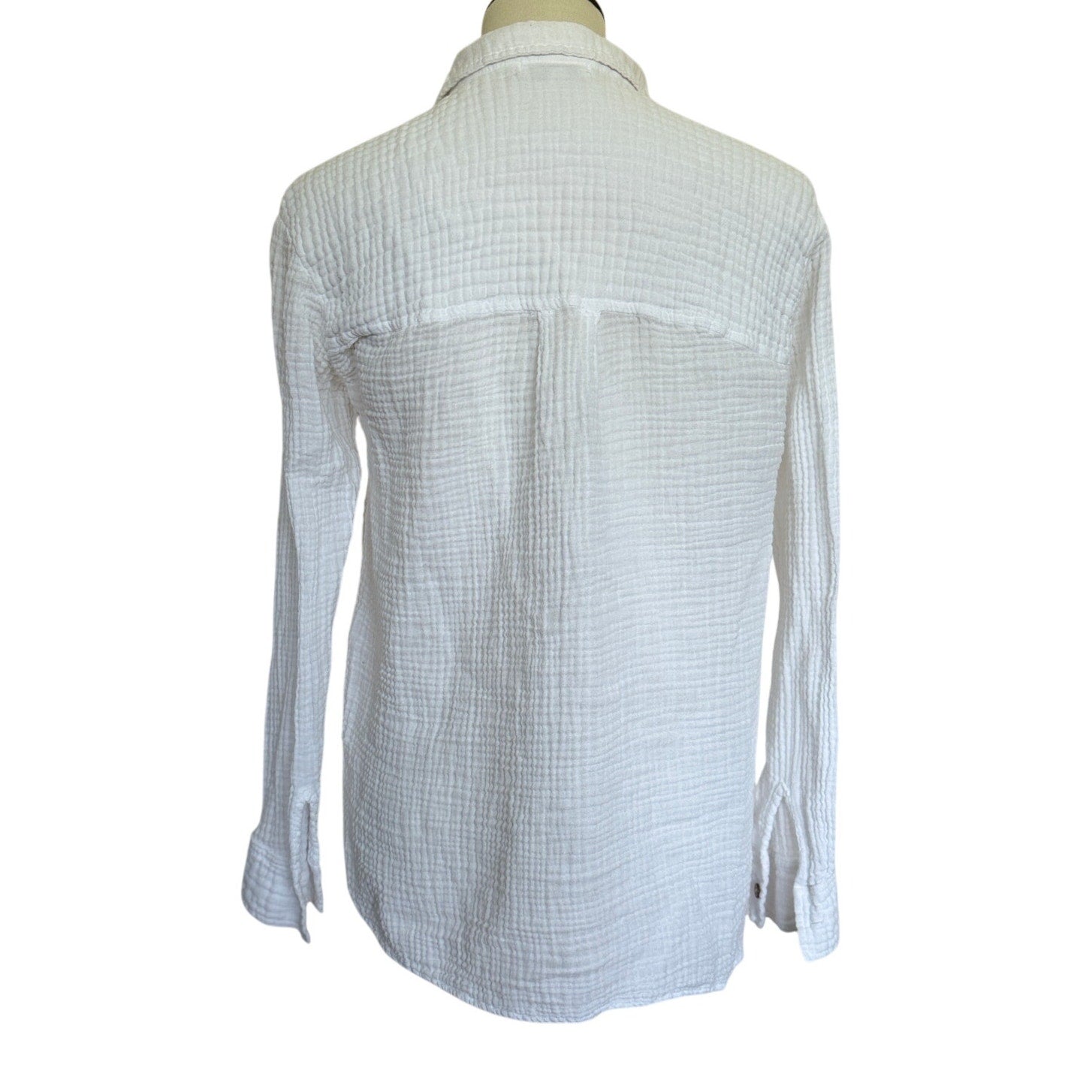Michael Stars Leo Gauze Button Down Shirt - White - XS