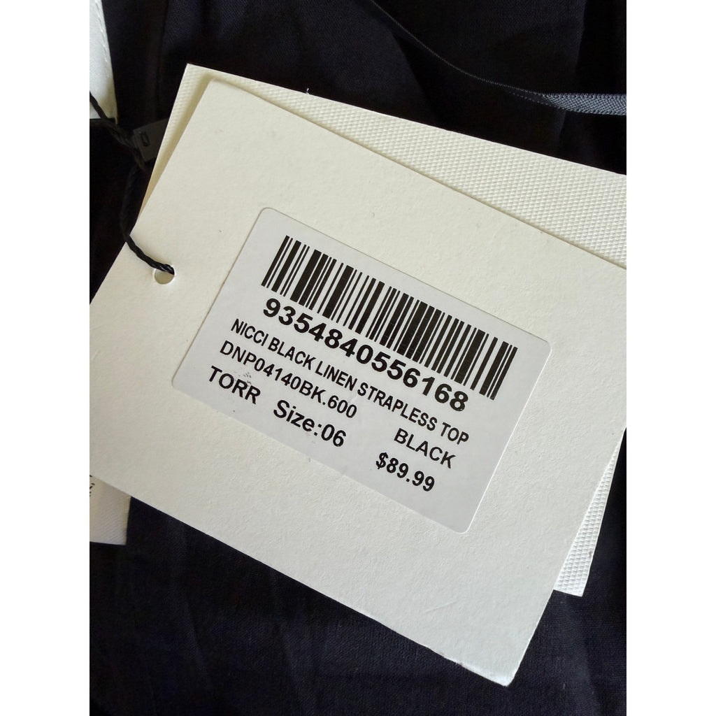 Dissh Nicci Black Linen Strapless Top - Black - Size US 2 / AU 6