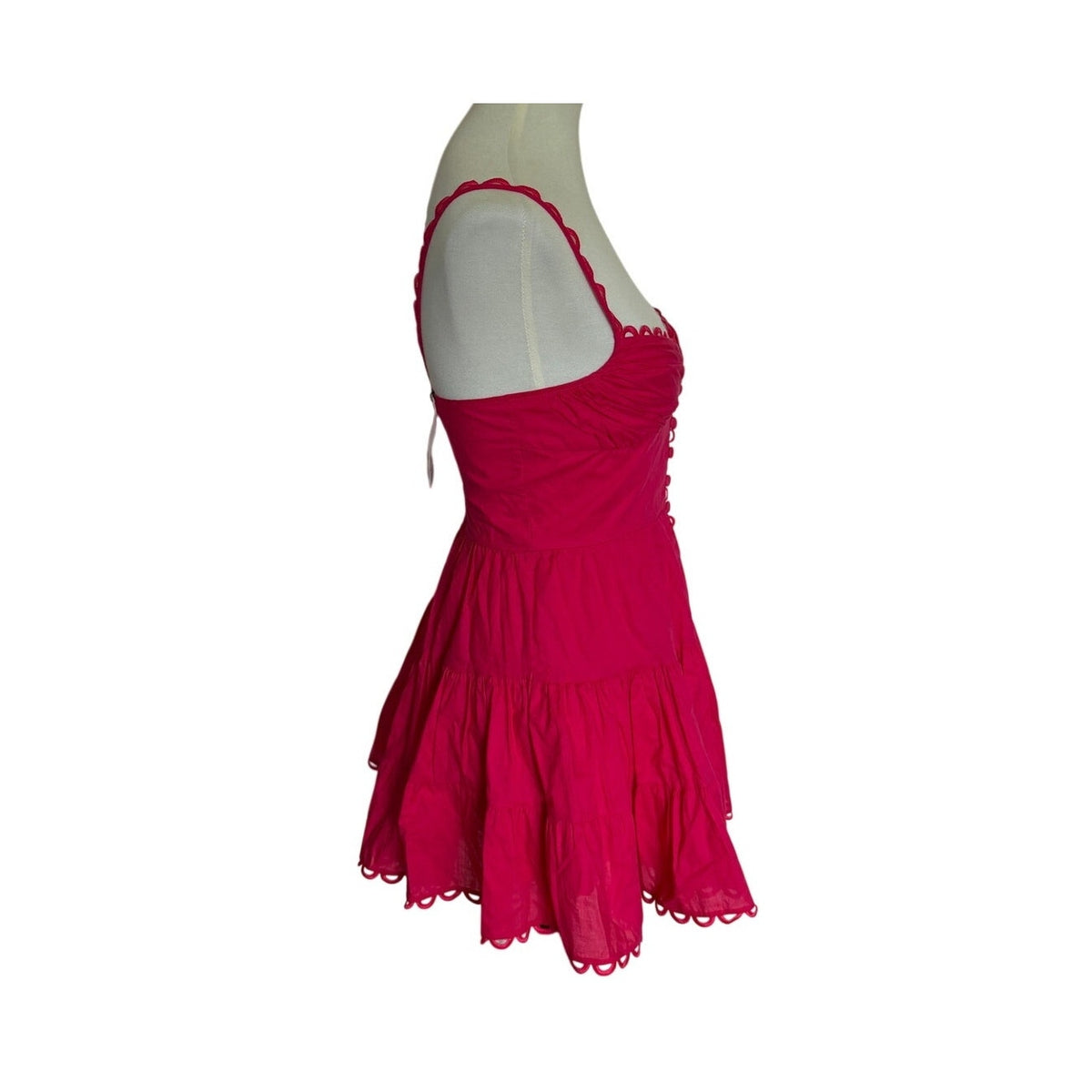 Charo Ruiz Ibiza Angy Cotton Mini Dress - Solid Fuchsia - Size Small