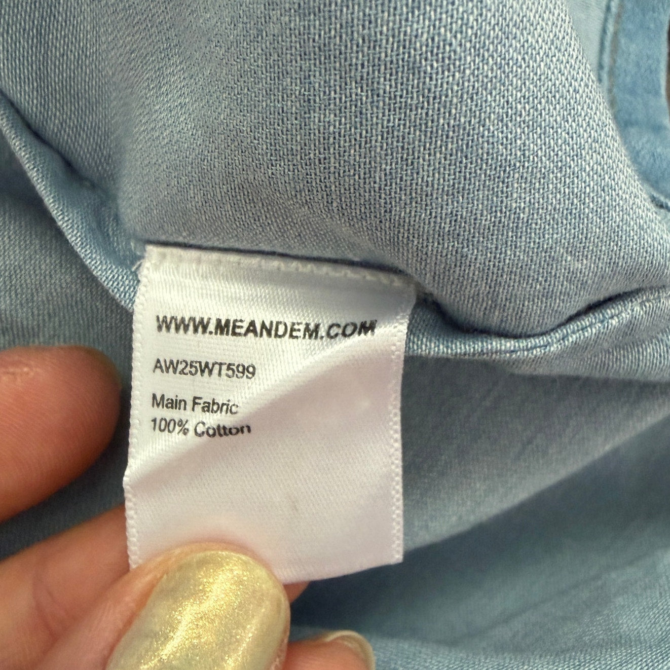 ME+EM Chambray Straight Button Up Blouse - Blue - 4