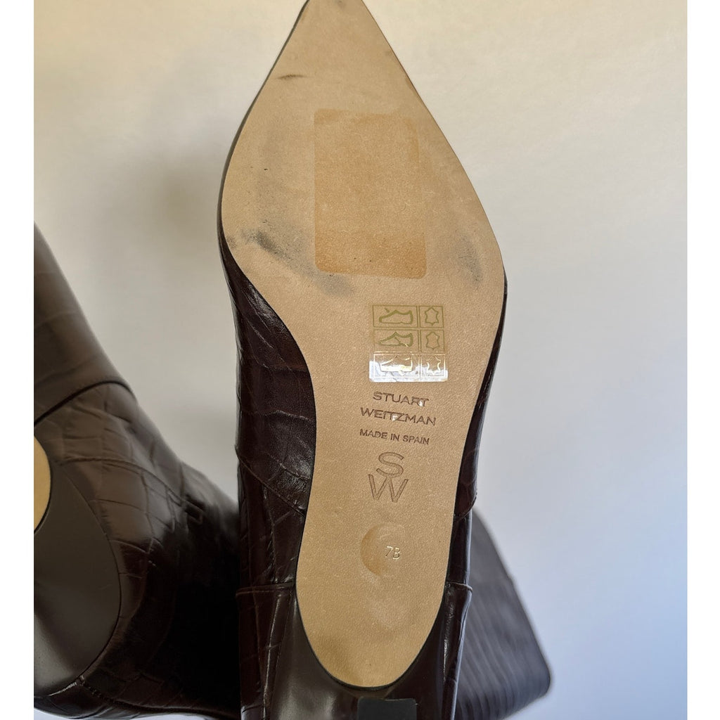 STUART WEITZMAN 50mm Naomi Boots - Auburn Brown - Size 7