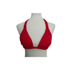 Luli Fama Lost At Sea Triangle Halter Bikini Top - Scarlet (Red) - Size Large