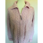 Aran Crafts Pink Merino Wool Full Zip Cardigan Sweater - XXL