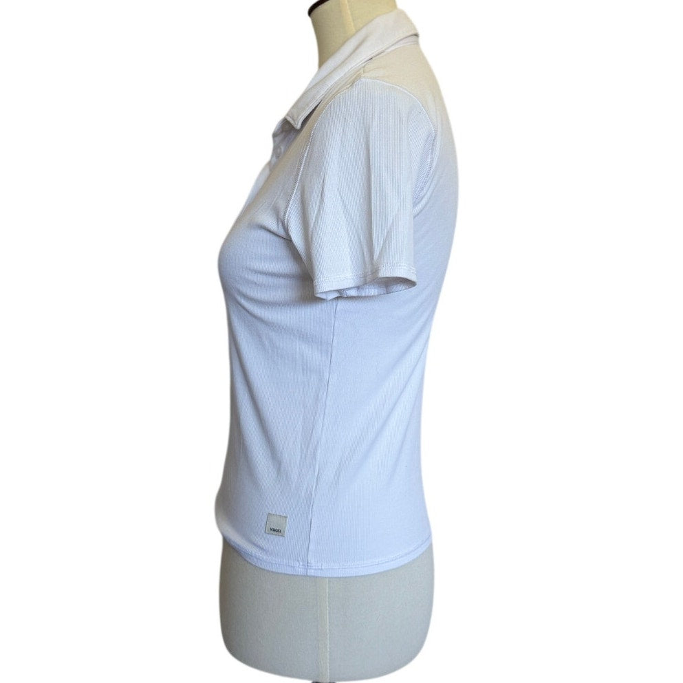 Vuori Pose Fitted Ribbed Polo Shirt - White - Small