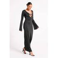 Meshki Kamila Long Sleeve Bodycon Maxi Dress - Metallic Black - Size Extra Small