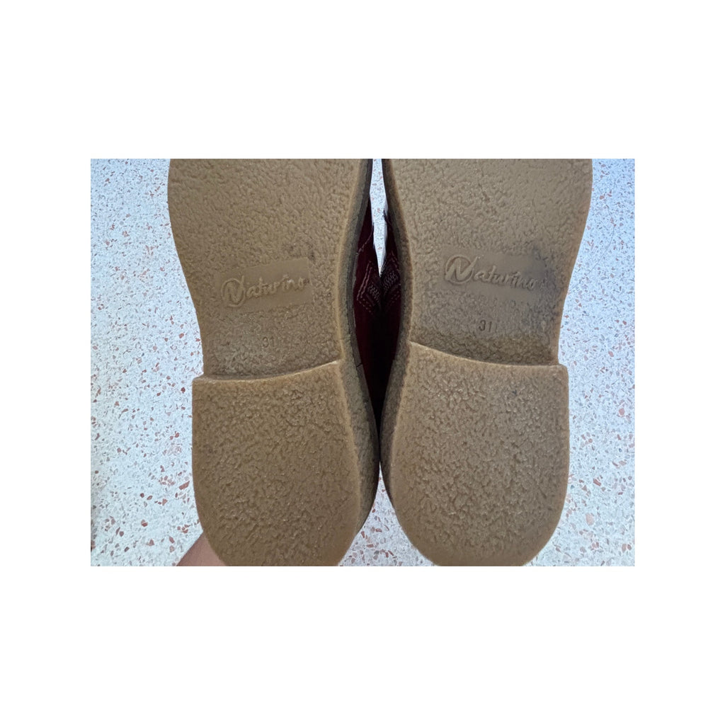 Naturino Kids Dasie Patent Leather Chelsea Boots - Burgundy - Size 31 / US 13.5