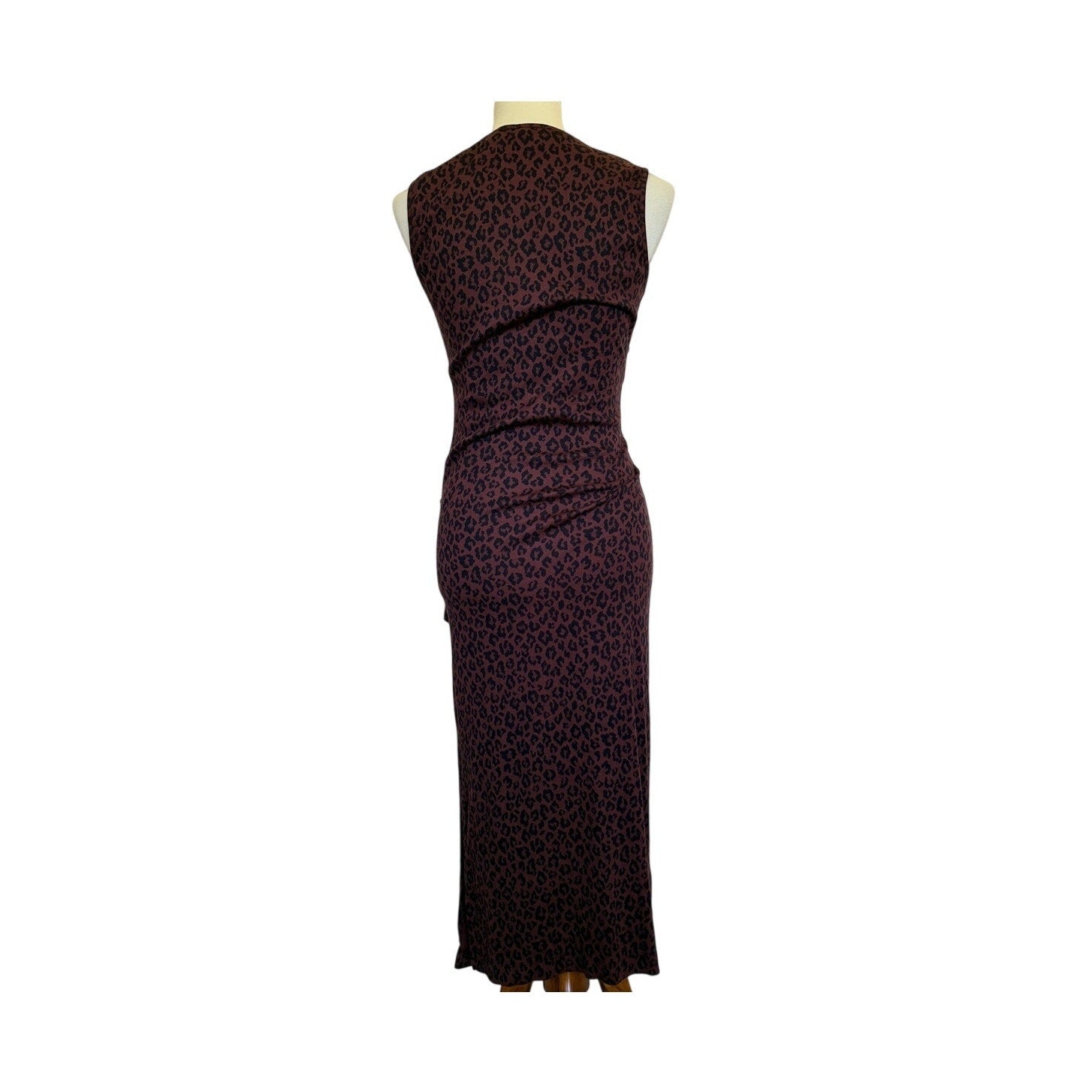 MICHAEL STARS Reign Ruched Sleeveless Midi Dress - Printed Espresso - Size Small
