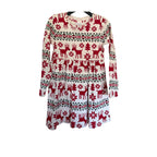HANNA ANDERSSON Dear Deer Holiday Print Rib Dress - Cream / Red - Size 5