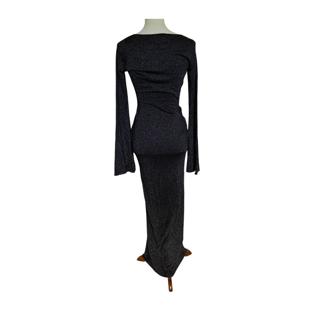 Meshki Kamila Long Sleeve Bodycon Maxi Dress - Metallic Black - Size Extra Small