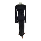 Meshki Kamila Long Sleeve Bodycon Maxi Dress - Metallic Black - Size Extra Small