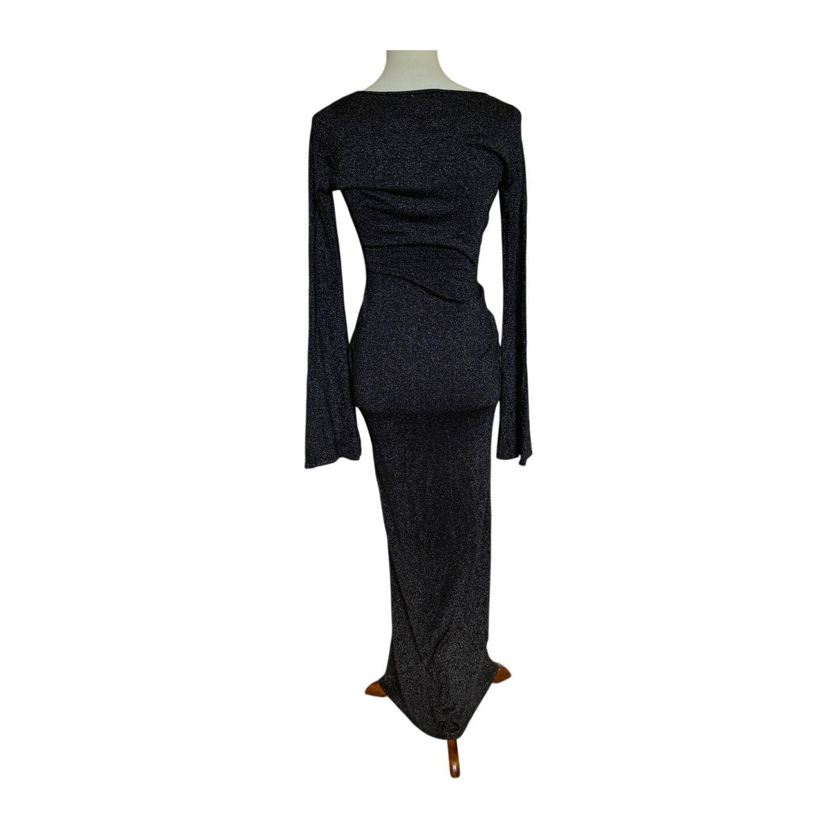Meshki Kamila Long Sleeve Bodycon Maxi Dress - Metallic Black - Size Extra Small