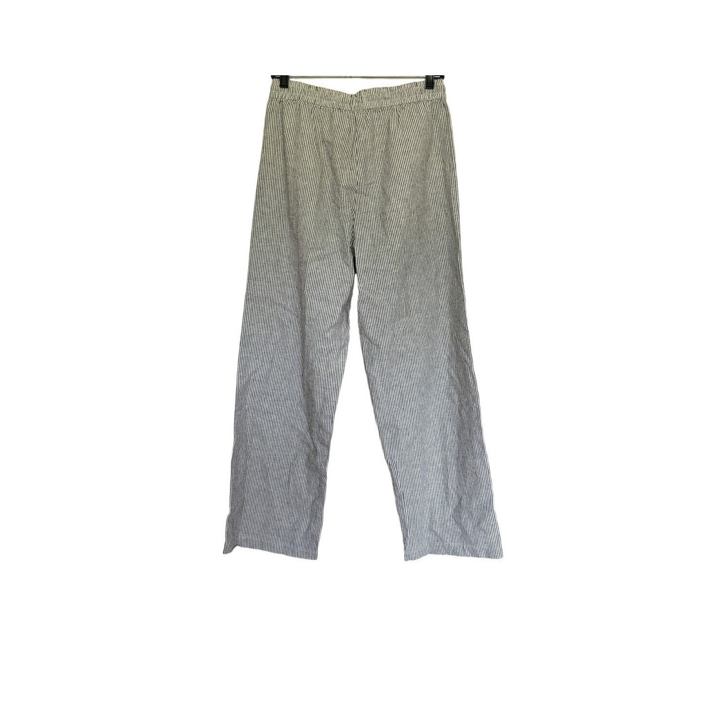 New J.CREW Slim Wide Leg Cotton Linen Pant - Striped Black / Cream - Size 4