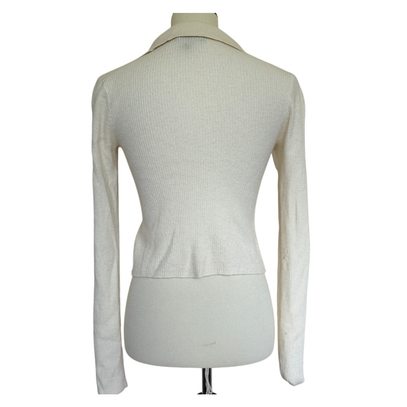 Rag & Bone Mandee Ribbed Cashmere Polo Sweater - Cream - Medium