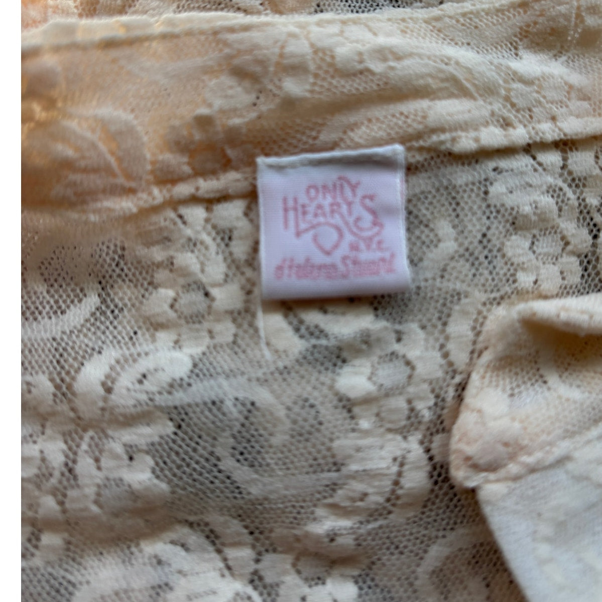 Only Hearts NYC V Neck Lace Top - Cream - Size Small