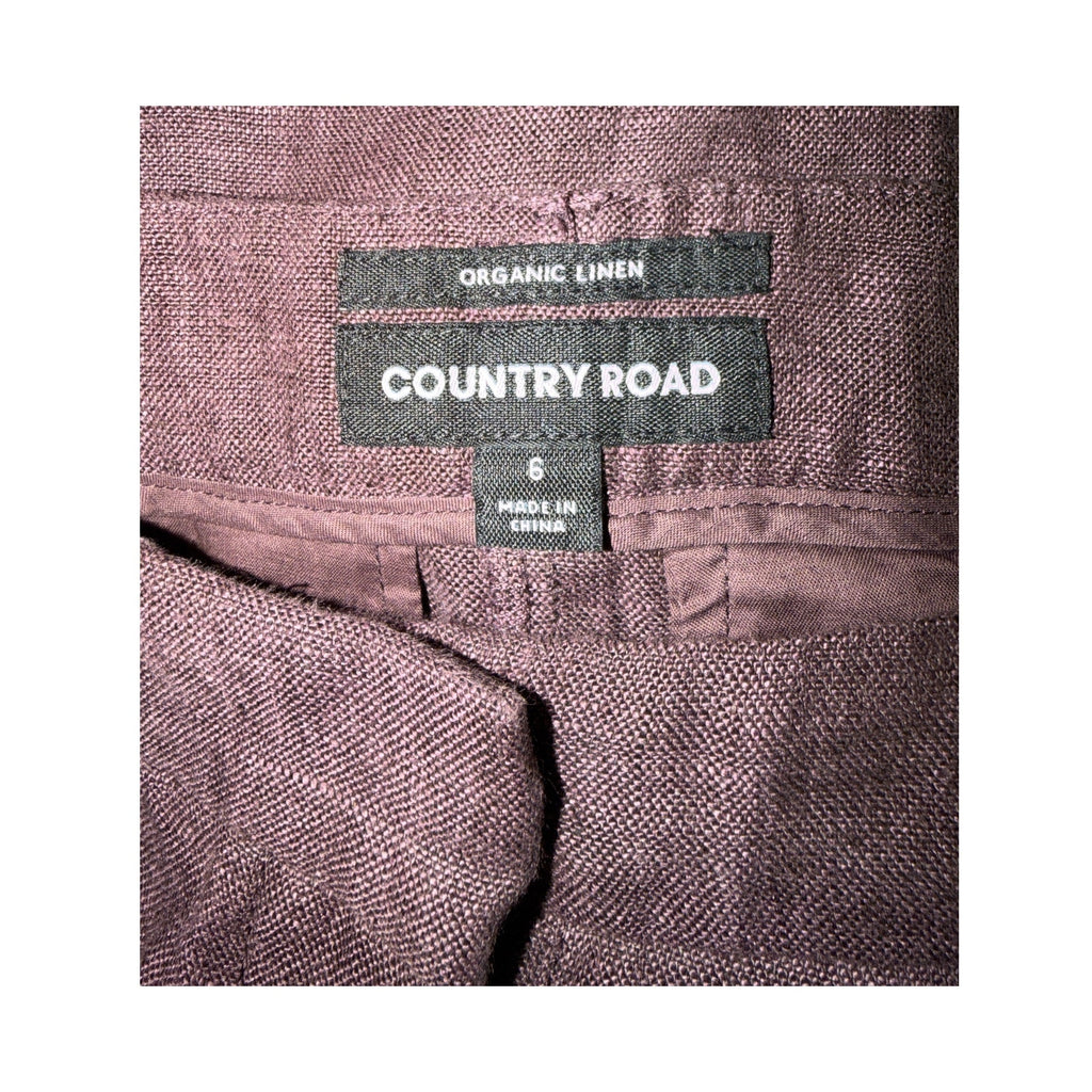 COUNTRY ROAD Organically Grown Linen Wide Leg Pant - Port Stripe - Size US 2 / AU 6